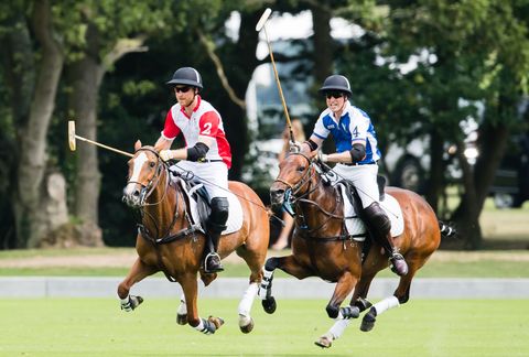 the duke of cambridge and the duke of sussex take part in the king power royal charity polo day