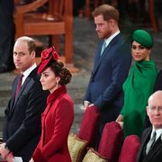 prince william kate middleton, meghan markle, and prince harry during commonwealth day service 2020
