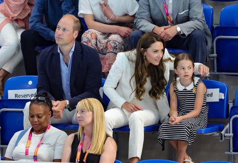 prince william, kate middleton, and princess charlotte at the commonwealth games