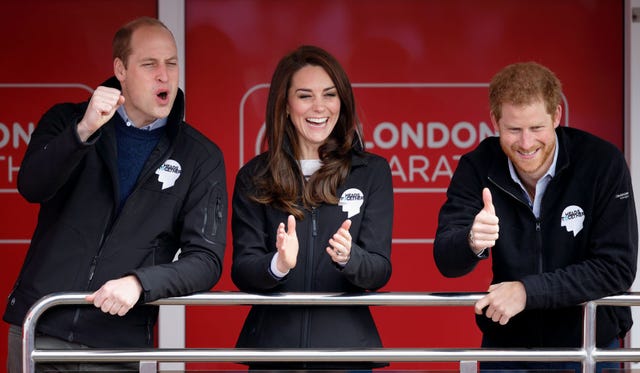 Prince Harry, Kate Middleton, Prince William at London Marathon