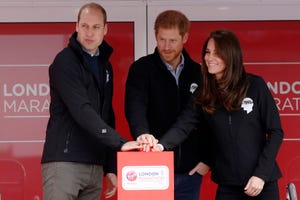 the duke  duchess of cambridge and prince harry attend the virgin money london marathon