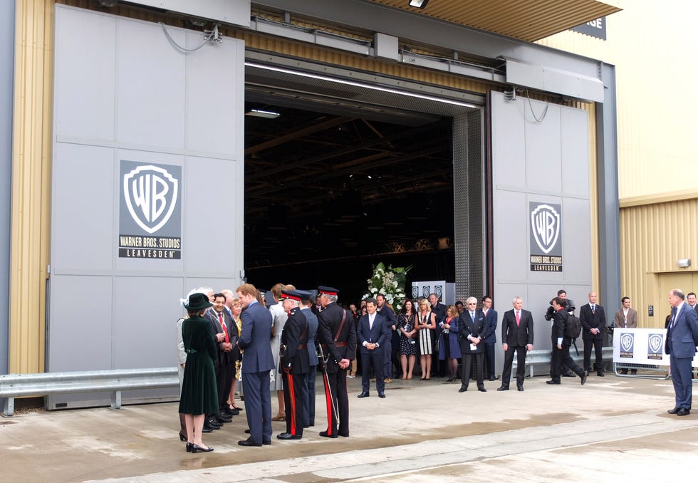 the duke  duchess of cambridge  prince harry attend the inauguration of warner bros studios leavesden