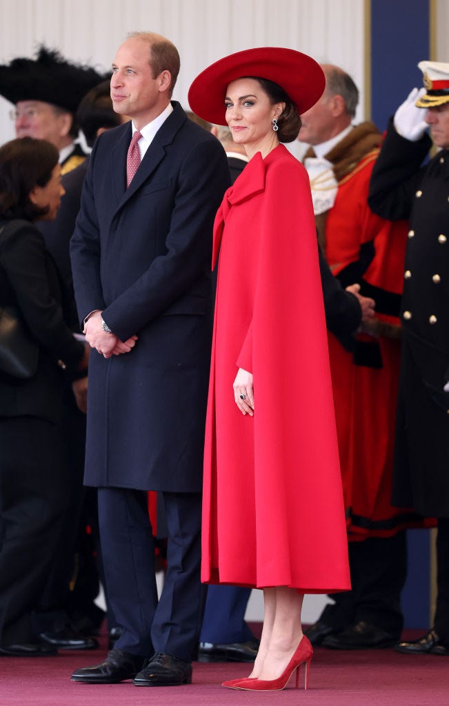 london, england november 21 prince william, prince of wales and catherine, princess of wales attend a ceremonial welcome for the president and the first lady of the republic of korea at horse guards parade on november 21, 2023 in london, england king charles is hosting korean president yoon suk yeol and his wife kim keon hee on a state visit from november 21 23 it is the second incoming state visit hosted by the king during his reign photo by chris jacksongetty images