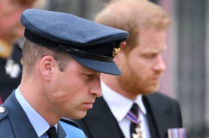 prins william en prins harry tijdens de uitvaart van koningin elizabeth