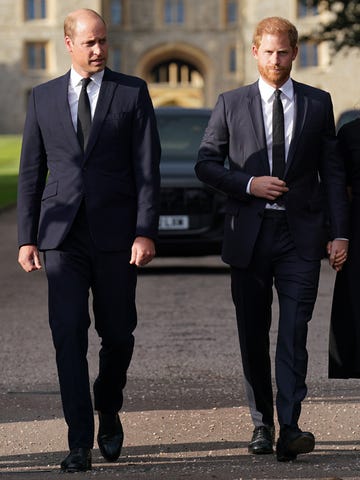 the prince and princess of wales accompanied by the duke and duchess of sussex greet wellwishers outside windsor castle