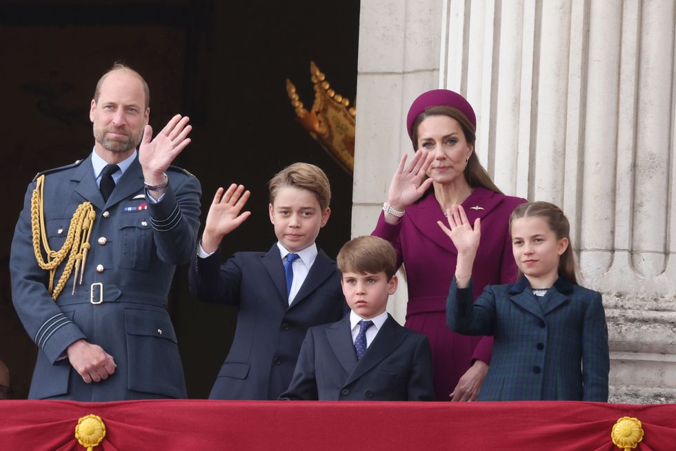 the royal family watch military procession to mark the 80th anniversary of ve day