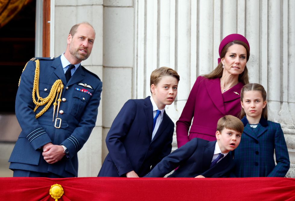 the royal family watch military procession to mark the 80th anniversary of ve day