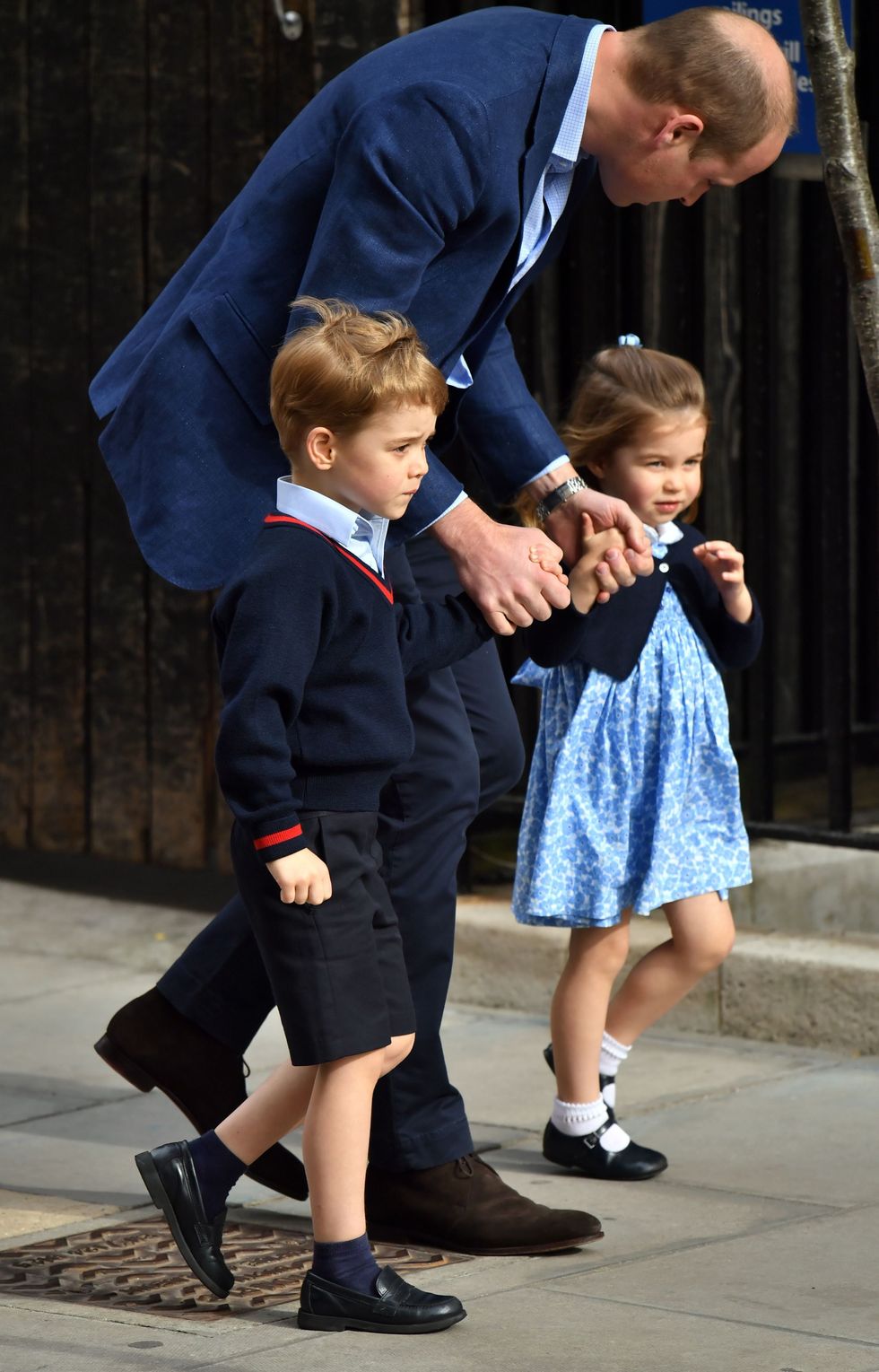 william, george and charlotte enter the lindo wing