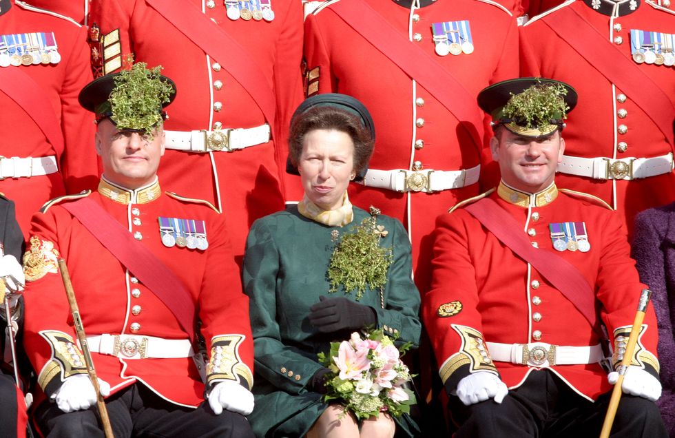Princess Anne Presents Shamrocks to Irish Guards
