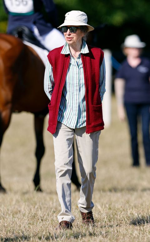 princess anne, princess royal watches daughter zara tindall warm up before competing in the dressage phase of the 2022 festival of british eventing at gatcombe park