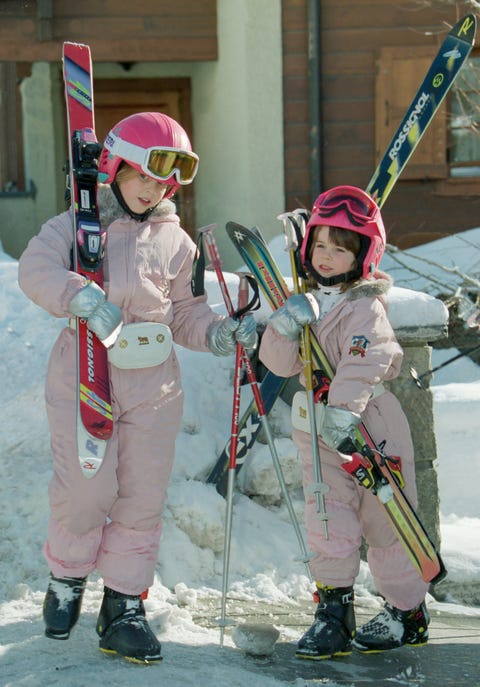 Sarah, Duchess of York, with Princess Beatrice, and Princess Eugenie, on a Skiing holiday in Verbier, Switzerland. sarah, duchess of york, with princess beatrice, and princess eugenie, on a skiing holiday in verbier, switzerland