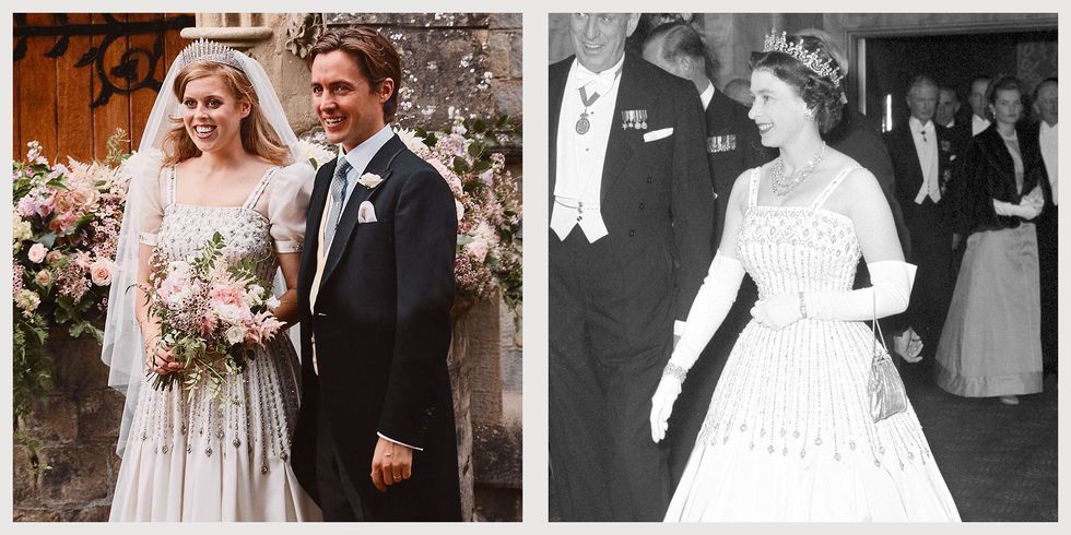 princess beatrice queen elizabeth wedding dress vintage norman hartnell