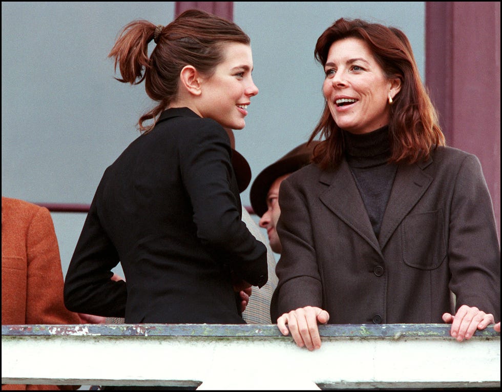 princess caroline of monaco and her daughter charlotte at the fontainebleau race course in fontainebleau, france on october 28, 2000