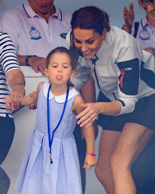 princess charlotte sticks tongue out king's cup kate middleton