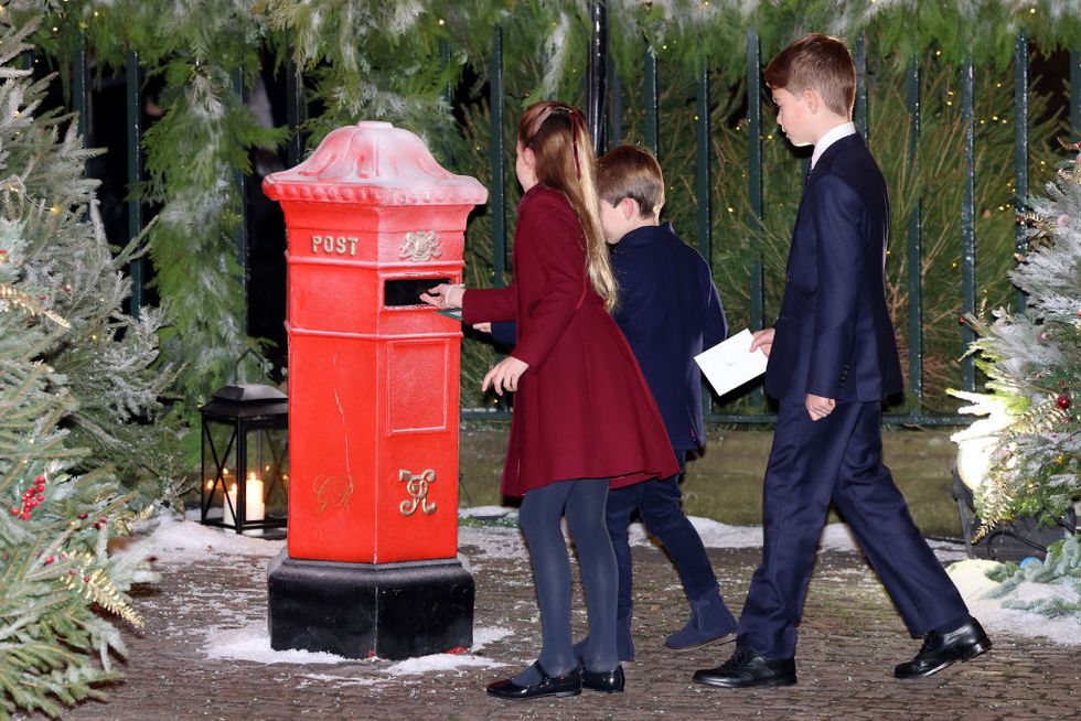 princess charlotte of wales, prince louis of wales and prince george of wales post letters to santa