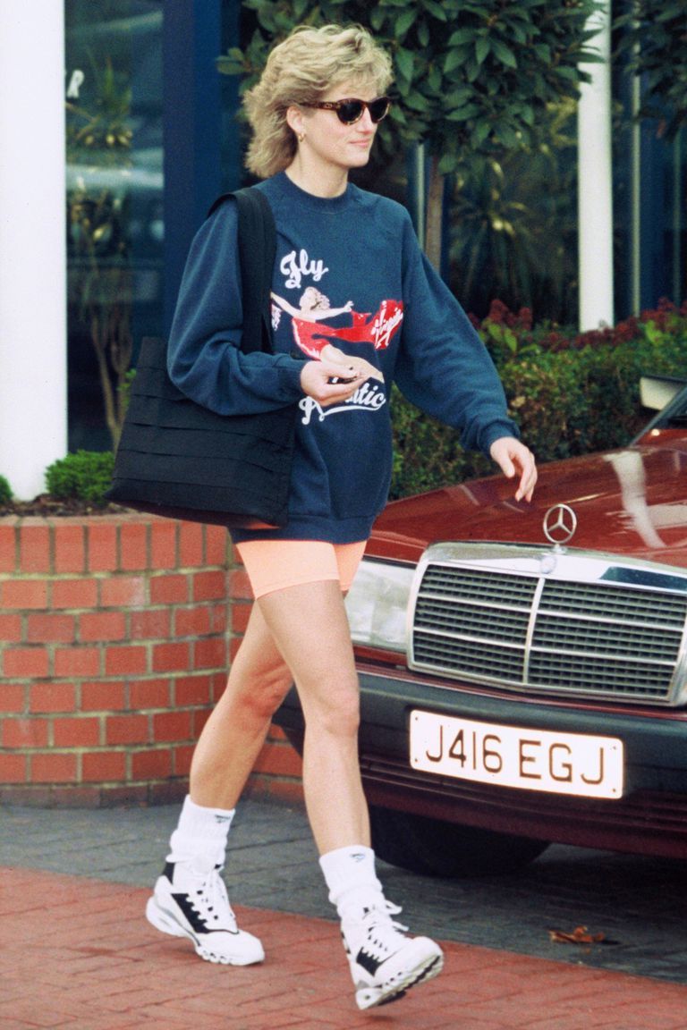 Princess Diana wearing cycling shorts