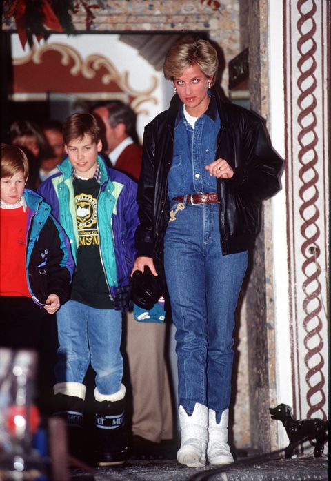 lech, austria   march 30  diana princess of wales on a skiing holiday in lech, austria with prince william and prince harry  photo by tim graham photo library via getty images