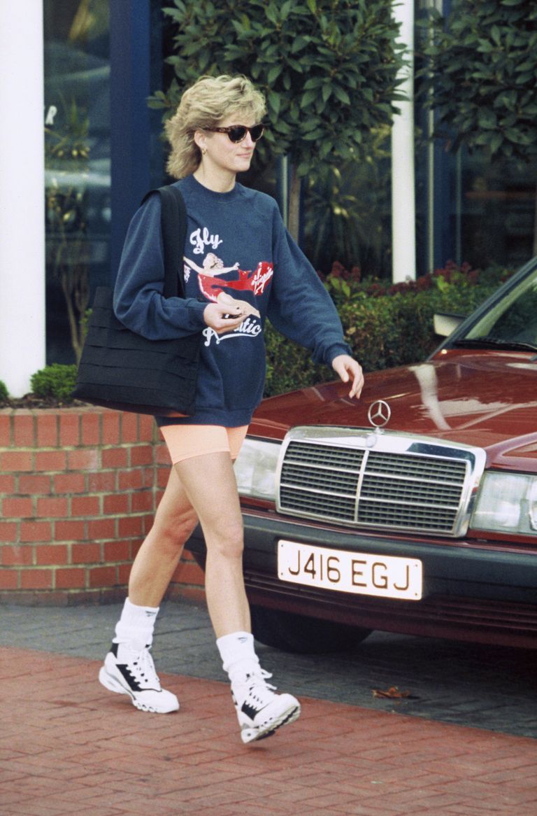 Princess Diana wears a Virgin Atlantic sweatshirt for the gym in London
