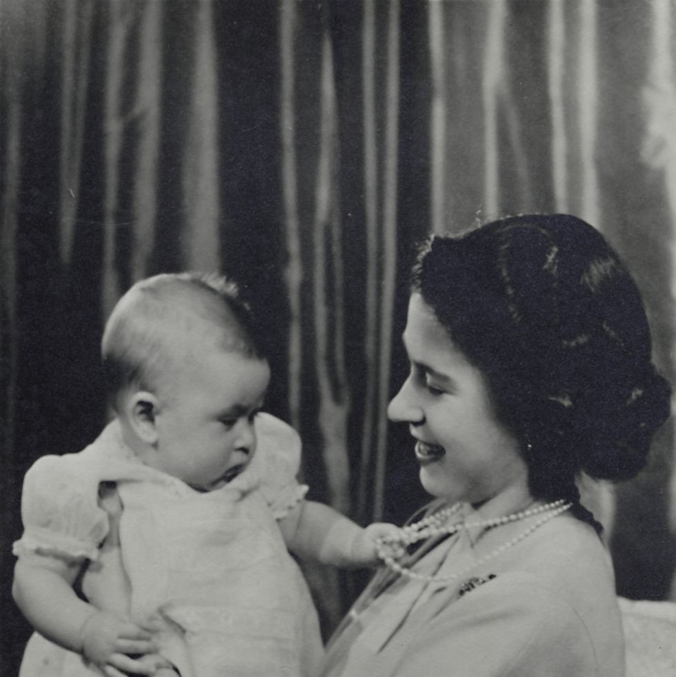 h.r.h. princess elizabeth and prince charles', 1948. the future queen elizabeth ii and her firstborn, charles prince of wales. [raphael tuck & sons ltd., london, 1948]. artist stirling henry nahum. (photo by the print collector/getty images)