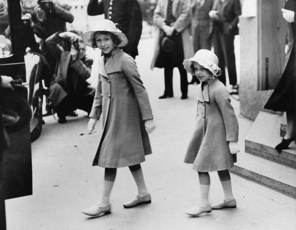 princess elizabeth and princess margaret at westminster abbey