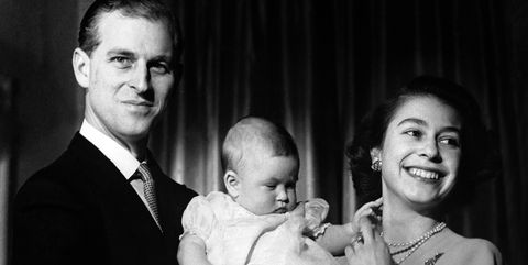 Royalty - Princess Elizabeth and Duke of Edinburgh with Prince Charles - Buckingham Palace, London