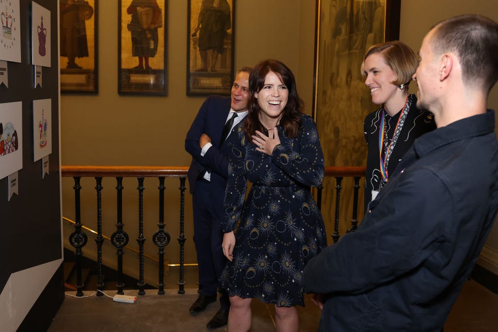 princess eugenie meets edwards roberts the winner of the queens jubilee emblem competition
