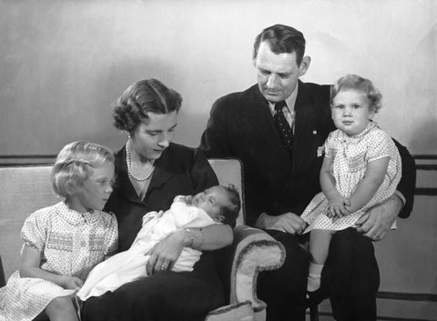 princess ingrid, crown prince frederik ix of denmark and their 3 daughters 1946