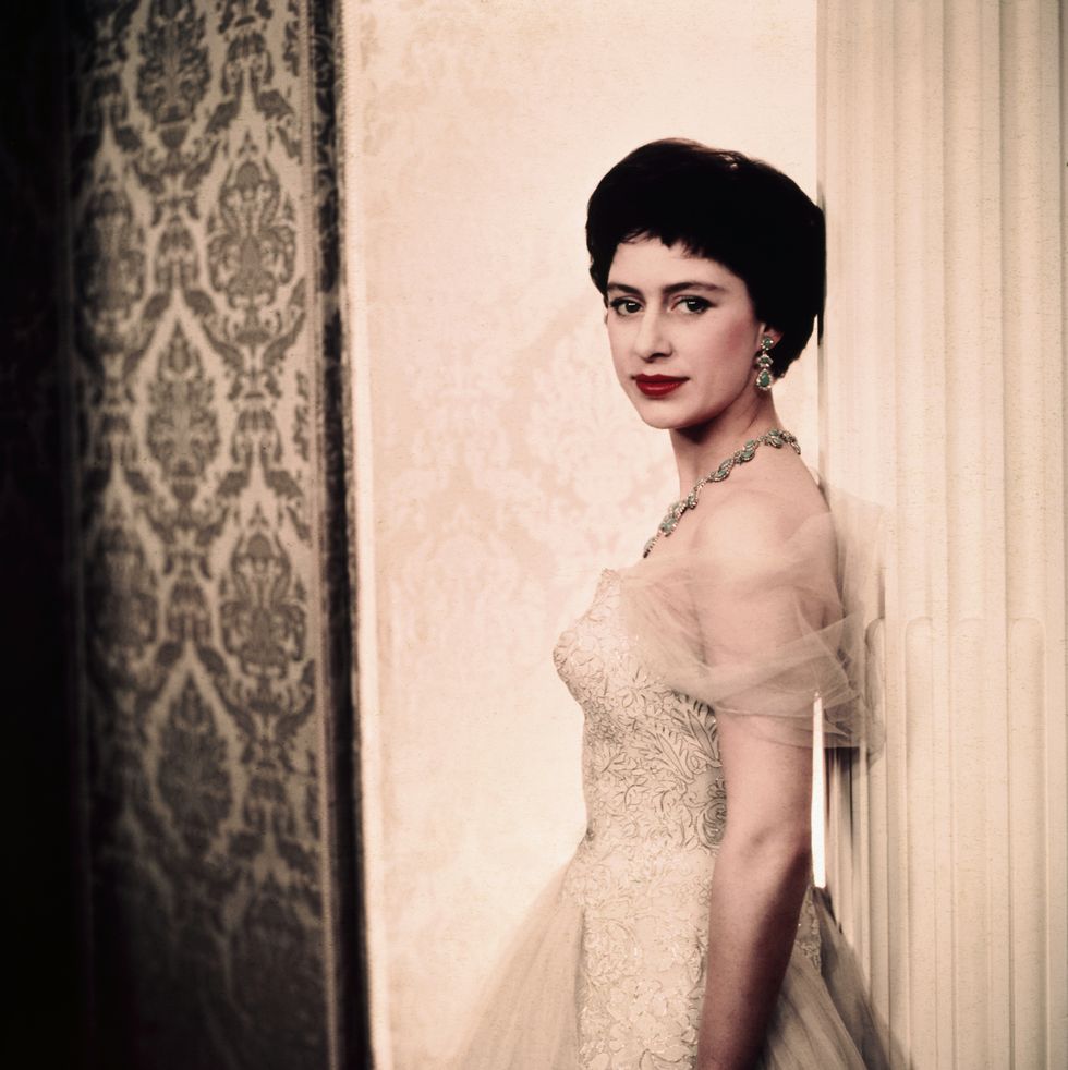 portrait of princess margaret wearing white dress