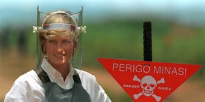 Princess Diana visting a minefield