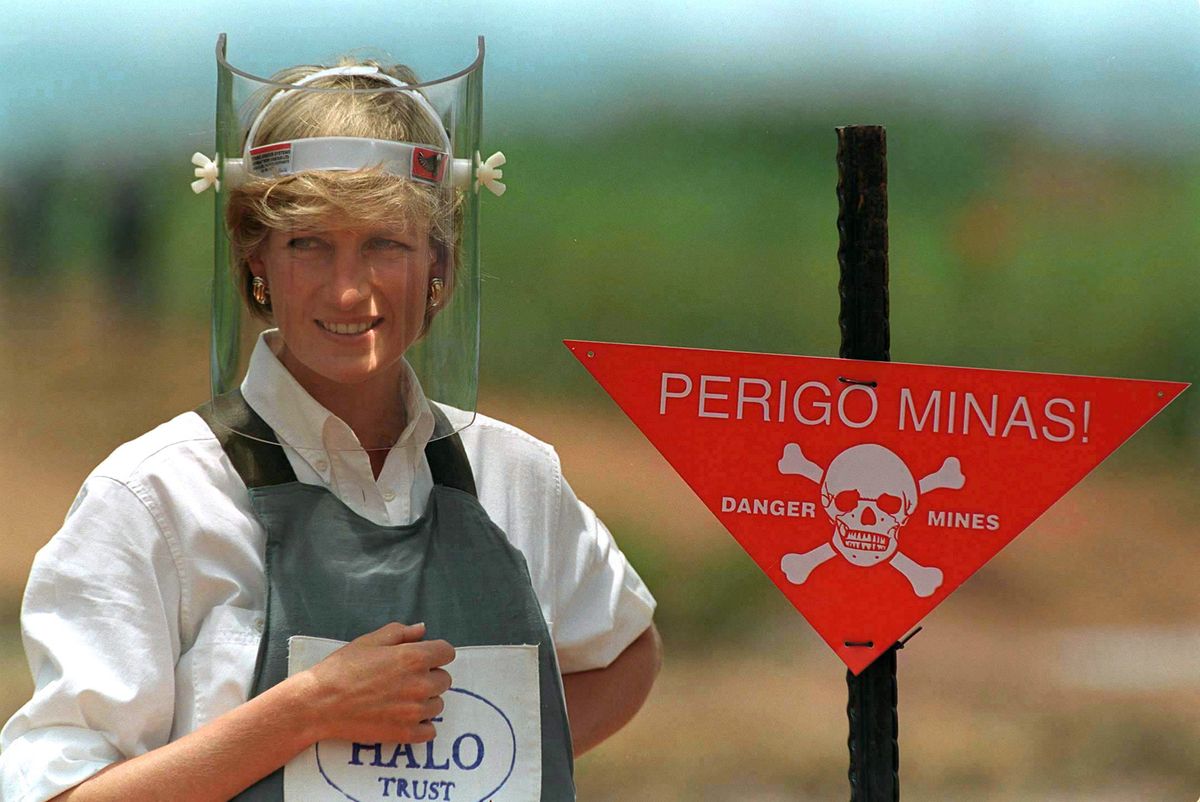 Princess Diana visting a minefield