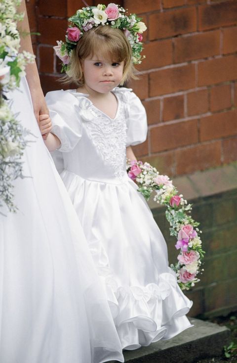 Child, Dress, Clothing, White, Gown, Bridal party dress, Bridal clothing, Wedding dress, Pink, Ceremony, 