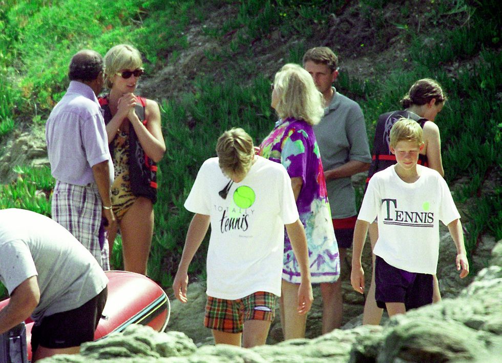 Mohamed Al Fayed, Princess Diana, William and Harry In St Tropez, France