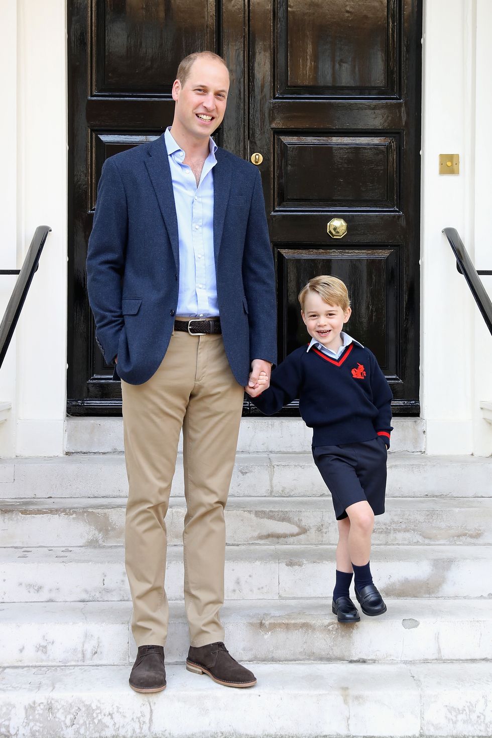 Príncipe Jorge y príncipe Guillermo en el primer día de cole del pequeño