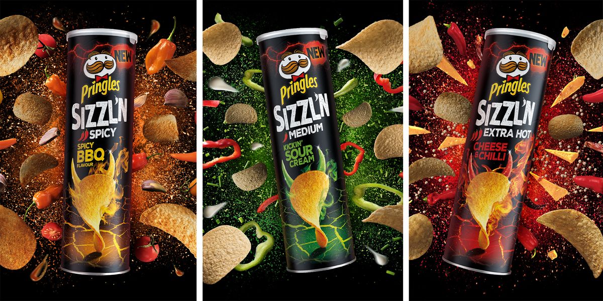 Pringles flavours twists Sizzl\'N classic spicy of new on range