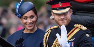 Prins Harry & Meghan Markle tijdens Trooping The Colour 2019