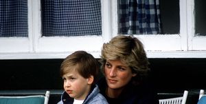 Prins William en Prinses Diana bij Polo