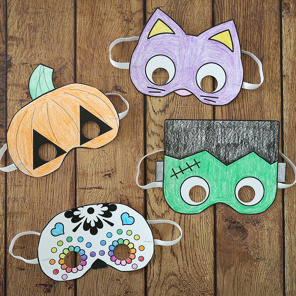 Unique Industries Color Your Own Halloween Paper Masks - 8 Pcs