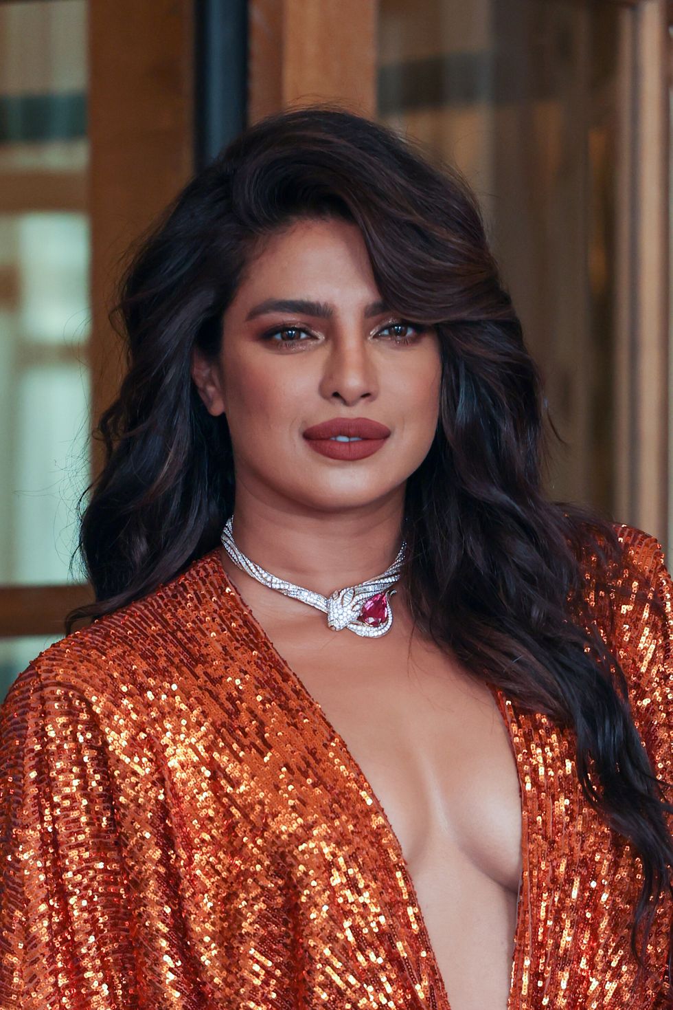 paris, france   june 06  actress priyanka chopra is seen outside the ritz hotel on june 06, 2022 in paris, france photo by pierre suugc images