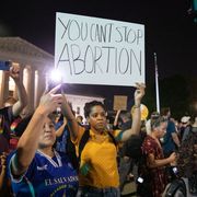 protestors gather outside the supreme court to advocate for abortion rights