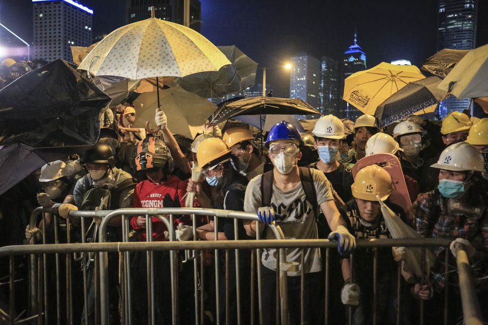 protestors during the 2014 umbrella movement in hong kong