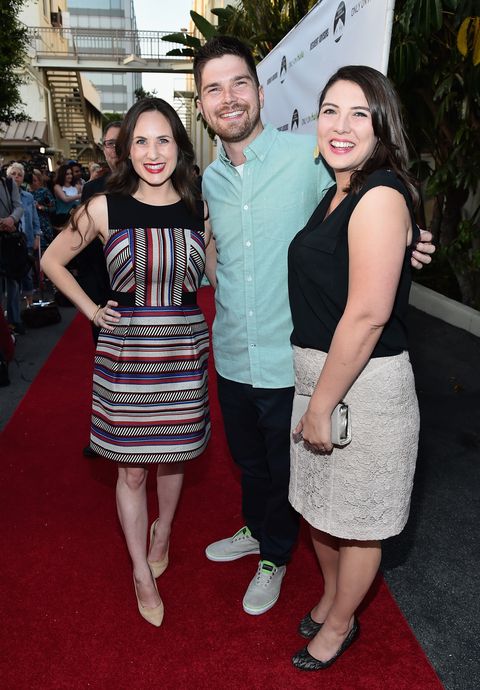 taylor jenkins reid with her husband alex jenkins reid and producer ﻿natalia anderson in 2015