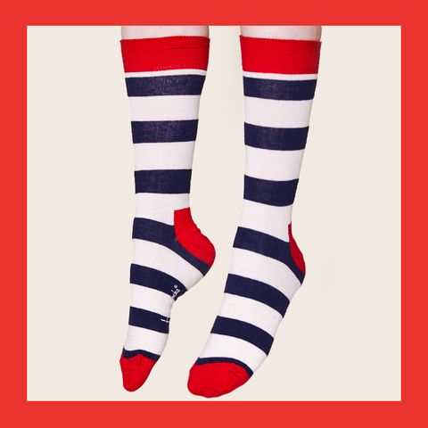 White, Sock, Red, Font, Line, Footwear, Leg, Design, Fashion accessory, Pattern, 