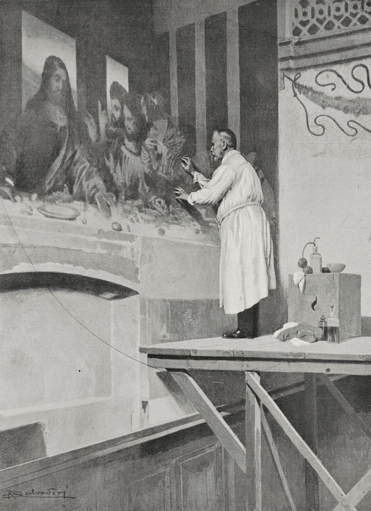 work on the restoration of the last supper, milan