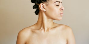 profile of mixed race woman with eyes closed