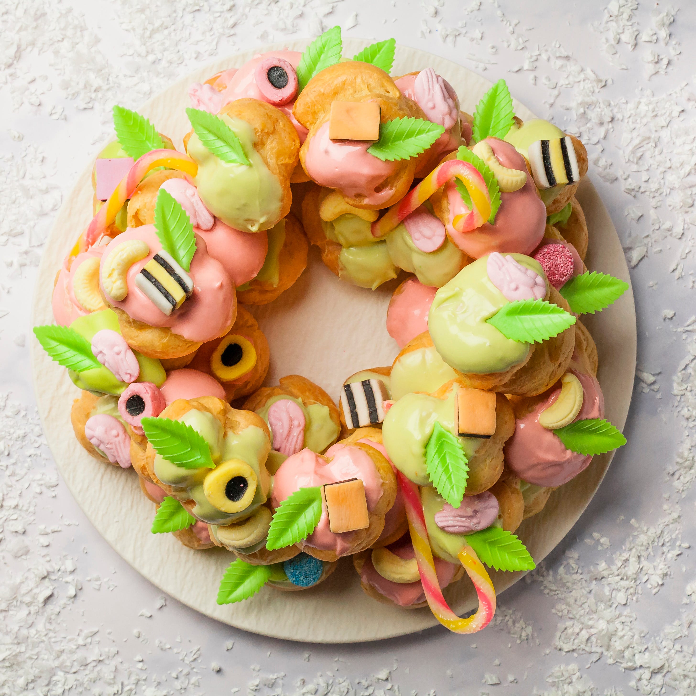 best christmas dessert recipes profiterole pick and mix wreath