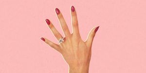 Finger, Hand, Ring, Nail, Pink, Skin, Engagement ring, Jewellery, Fashion accessory, Gesture, 