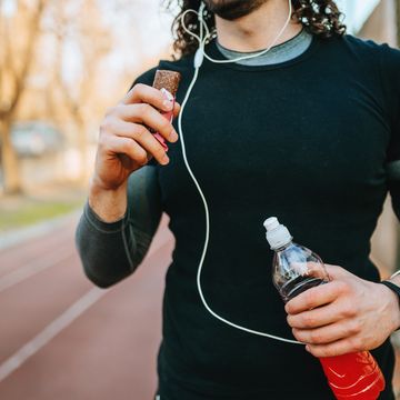 protein bar and energy drink