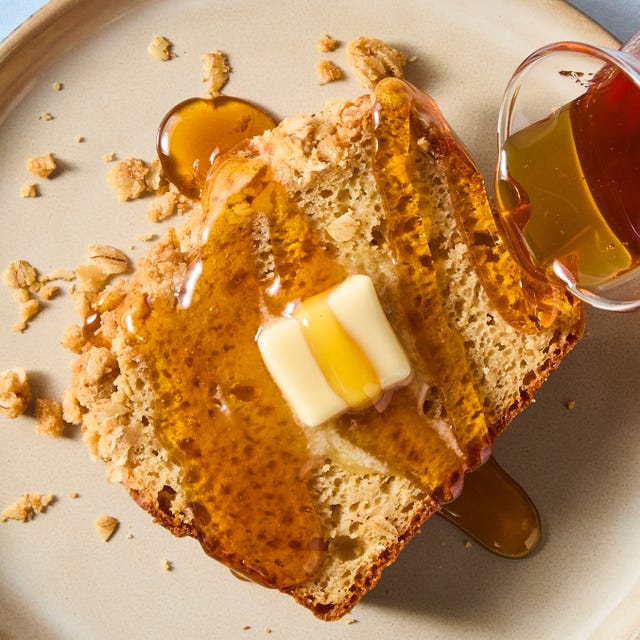 Protein Pancake Bread protein pancake bread with maple syrup and butter