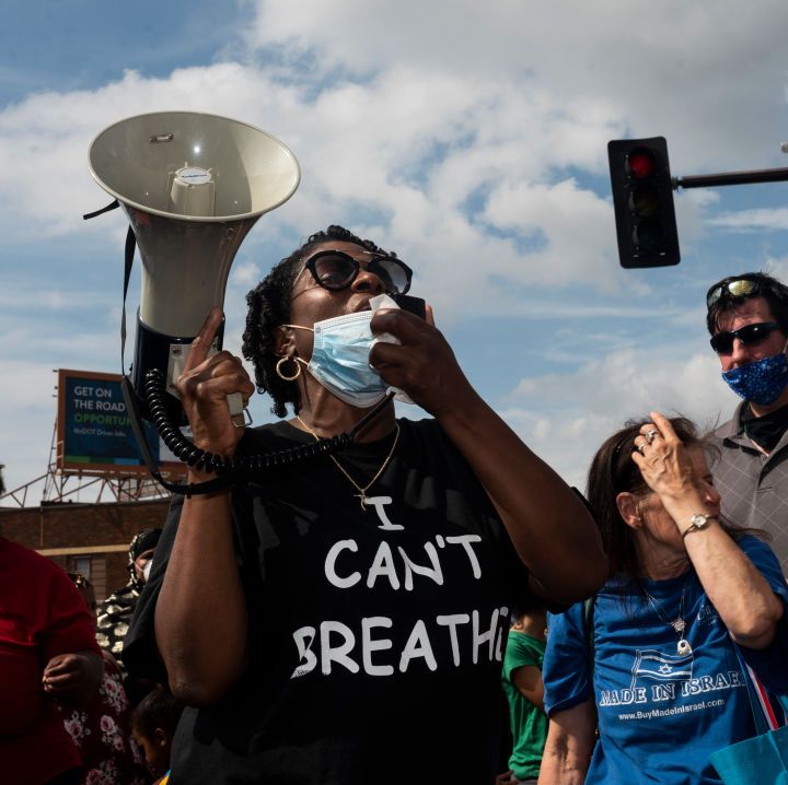 'i can't breathe' protest held after man dies in police custody in minneapolis