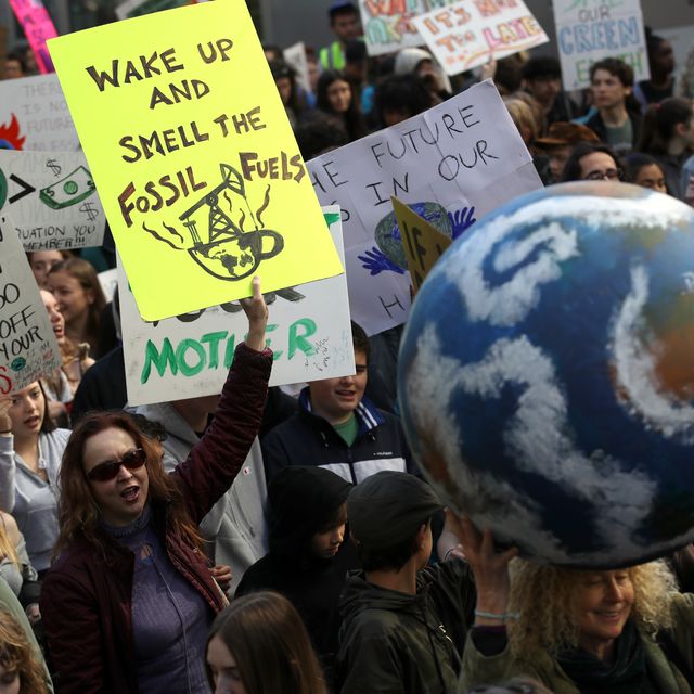 students walk out of school as part of worldwide youth climate strike